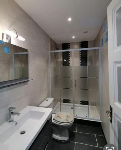 une salle de bain avec un lavabo, des toilettes et un miroir dans l'établissement Sababou, à Gap