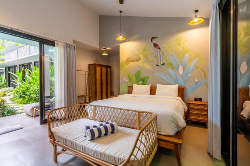 Cama o camas de una habitación en Chakola Villa Ubud