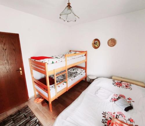 1 Schlafzimmer mit 2 Etagenbetten in einem Zimmer in der Unterkunft Urban Hostel in Peja