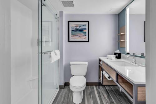 a bathroom with a toilet and a sink at Hilton Garden Inn Myrtle Beach/Coastal Grand Mall in Myrtle Beach