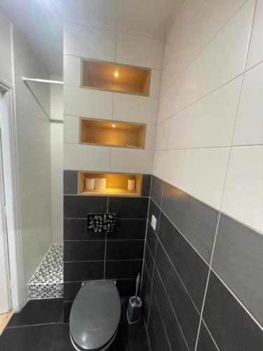 une salle de bain avec toilettes dans une chambre dans l'établissement Superbe appartement Haussmannien suspendu, à Paris