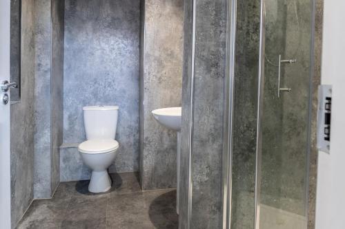 łazienka z toaletą i umywalką w obiekcie Beautiful 4 bed flat in perfect central location w Glasgow