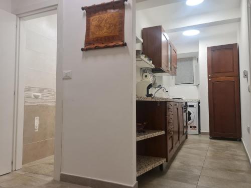 uma cozinha com um lavatório e uma bancada em Trilocale nel centro di Sampierdarena em Gênova