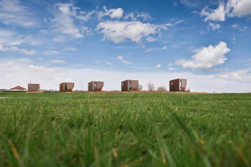 a group of buildings in a field of grass at Sleep Space 6 - Hooksiel im Wangerland in Wangerland