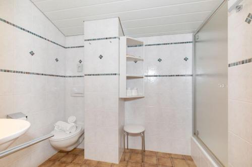 W łazience znajduje się toaleta, umywalka i prysznic. w obiekcie Berghof - T&T w mieście Reit im Winkl