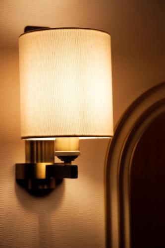 a close up of a lamp on a wall at Hotel de Fleurie - Saint-Germain-des-Pres in Paris