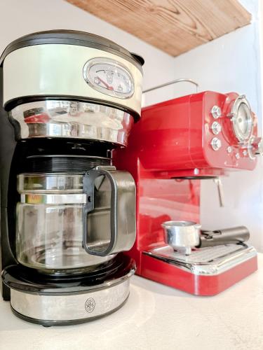 a coffee maker sitting on top of a counter at Mountain Bliss Guesthouse 2 next to Sougia in Agrilés