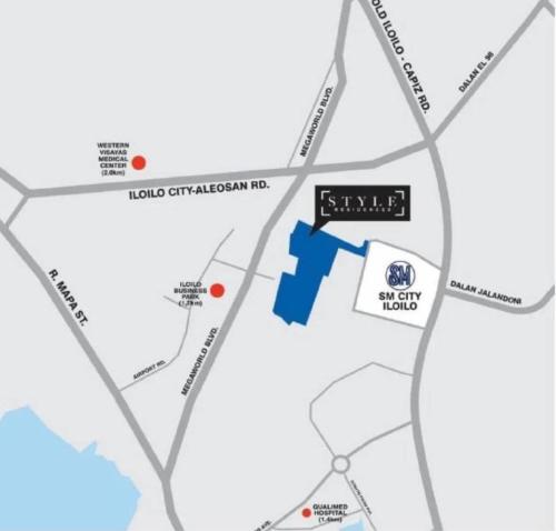 a map of the location of the crash site at Family room Casa Mia at SMDC Styles Residence Tower A in Iloilo City