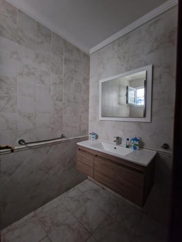 La salle de bains est pourvue d'un lavabo et d'un miroir. dans l'établissement Dar Salem III, à Tunis