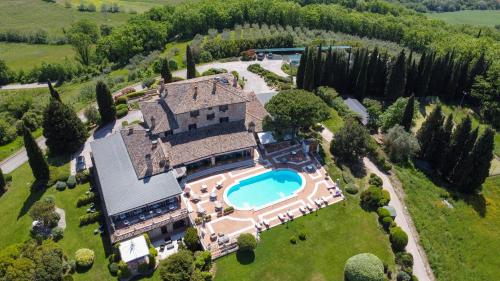 an aerial view of a estate with a swimming pool at Relais Todini - Residenza d'epoca - Luxury Historic house in Todi