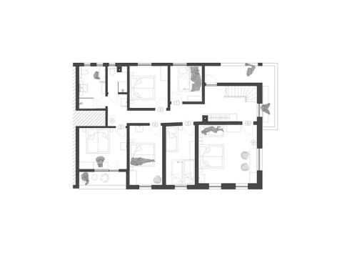 a floor plan of a house on a white background at Ferienhaus Mell Aroma in Mellau