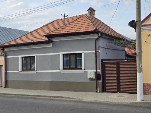 a house with a brown roof and a garage at ELDI House in Făgăraş