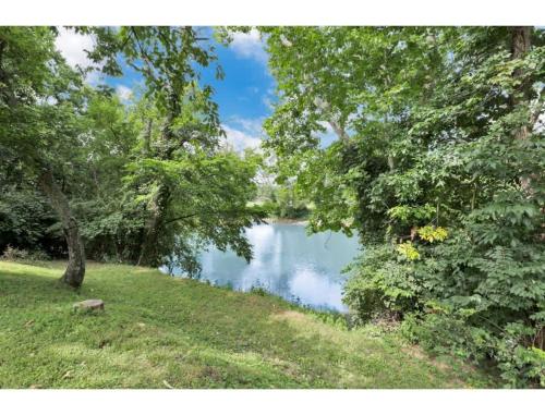 a view of a lake through the trees at Housepitality - Little River Trails in Mason