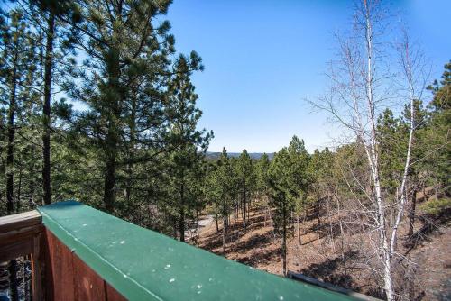 a view of a forest from the deck of a house at Holliday House in Rapid City