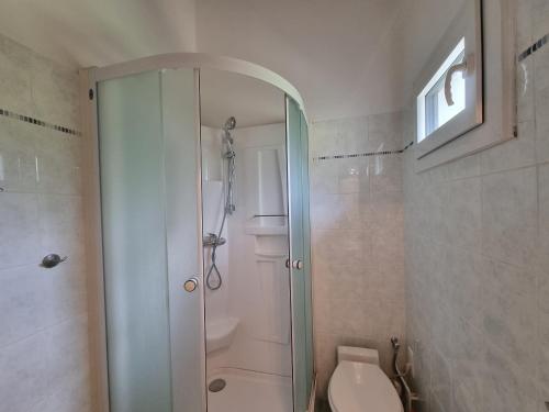 une salle de bain avec douche et toilettes dans l'établissement Villa à Seignosse: Plage à pied, Terrasse, 3 Chambres, Quartier calme - FR-1-239-1036, à Seignosse