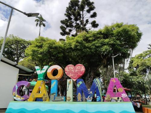 a display of signs in the shape of hearts at Encantadora Casa, Calima Darién in Darién