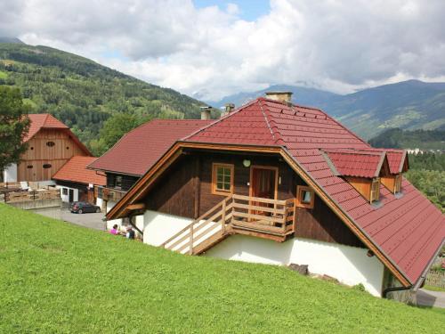 グミュント・イン・ケルンテンにあるPeaceful Cottage near Ski Area in Gm ndの丘の上の赤い屋根の家