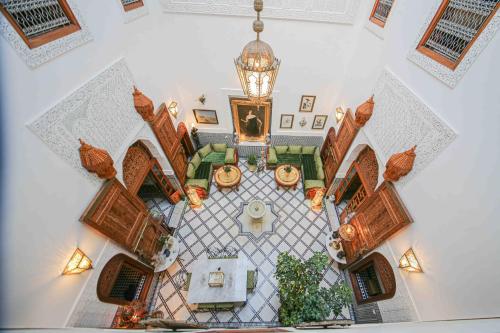 an overhead view of a living room with a ceiling at Dar Dalila Fes in Fez