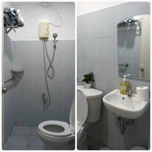 2 Bilder eines Badezimmers mit WC und Waschbecken in der Unterkunft ConVill Residences 2 in General Santos