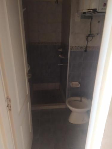 a small bathroom with a toilet and a shower at Dpto 1 dorm Parque Avalos in Resistencia