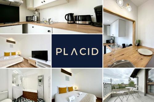 un collage de photos d'une cuisine et d'une chambre dans l'établissement La Riviera - Terrasse - Parking & Parc, à Mont-de-Marsan