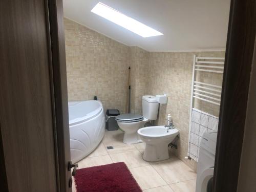 łazienka z toaletą i bidetem w obiekcie Duplex Effy w Konstancy