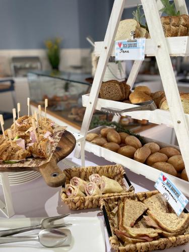 a display of bread and pastries in a bakery at Hotel Panorama in Cattolica