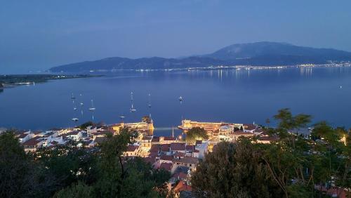 a view of a large body of water with boats at Place 2 Be in Nafpaktos