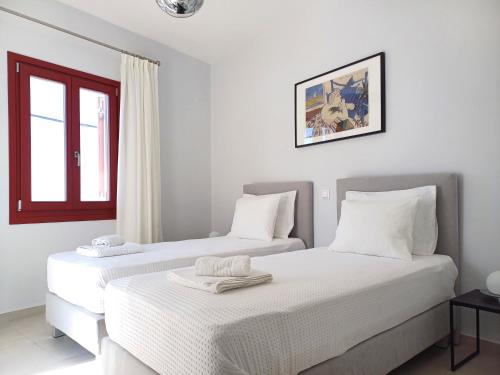 Ένα ή περισσότερα κρεβάτια σε δωμάτιο στο Serene 3BR Hideaway in Naxos!