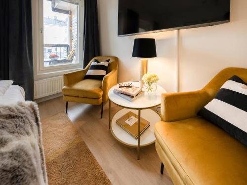 Χώρος καθιστικού στο Premium home in Pori center with sauna and balcony