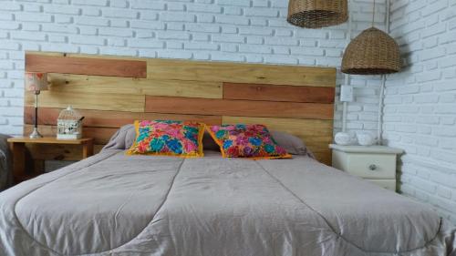 1 dormitorio con 2 almohadas en Casa Olivia Habitación privada en Alta Gracia