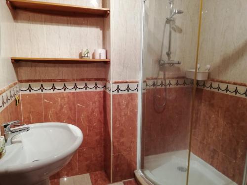 a bathroom with a sink and a shower at Apartamento Olivia in Nerja