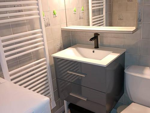 een badkamer met een wastafel en een toilet bij Studio Cap d'Agde, 1 pièce, 4 personnes - FR-1-723-49 in Cap d'Agde