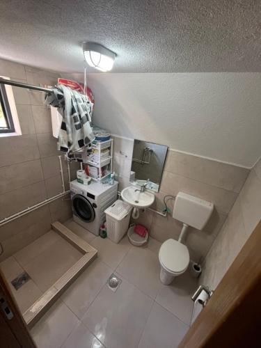 ein kleines Bad mit WC und Waschbecken in der Unterkunft Eden in Žabljak