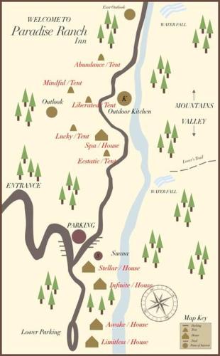 a map of the paradise harvest trail at Paradise Ranch Inn- Limitless House Hot Tub,Sauna in Three Rivers