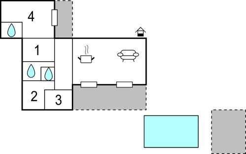 un diagrama de bloque de una casa en Cozy Home In Le Poet-laval With Private Swimming Pool, Can Be Inside Or Outside, en Le Poët-Laval