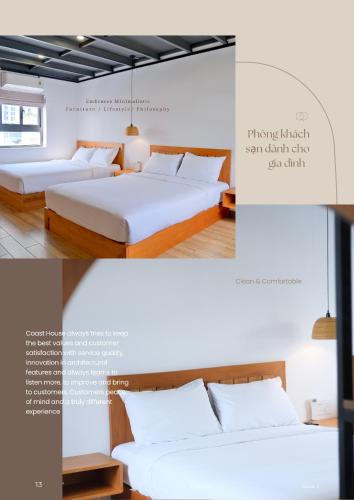 a collage of two beds in a room at Coast House Boutique Hotel in Nha Trang