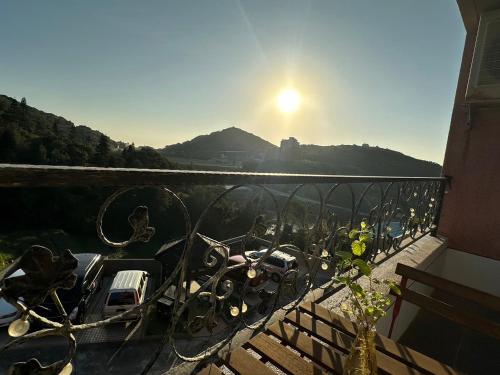 a balcony with a view of a parking lot at Bei Ao Bi Shan Jyu in Dongyin