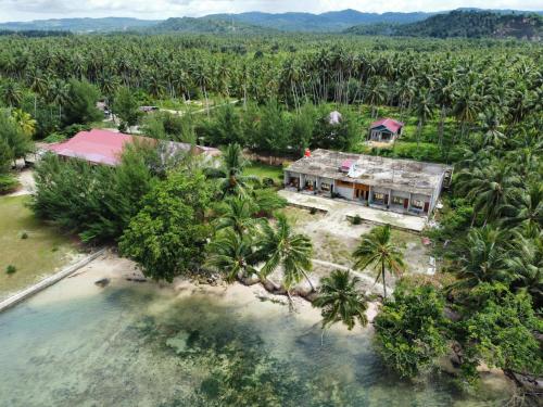 una vista aérea de una casa en una plantación de plátanos en Taman Baloho Indah - Hotel & Resort en Telukdalem