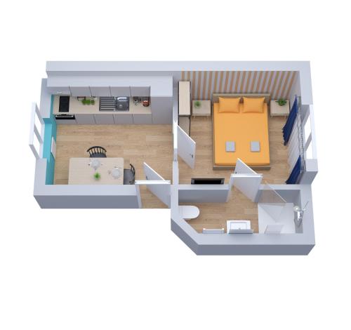 a rendering of a floor plan of a house at Appartements à Lorient - Tout confort - Internet Fibre - NOUVEAU in Lorient