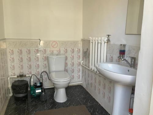 ein Bad mit einem WC und einem Waschbecken in der Unterkunft Barlos - уютная, семейная атмосфера in Buxoro