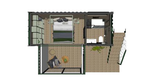 a rendering of a tiny house at Elephant lodge in Kwa Kuchinia