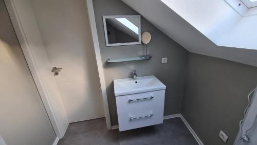 ダイデスハイムにあるFewo 3のバスルーム(洗面台、鏡付)