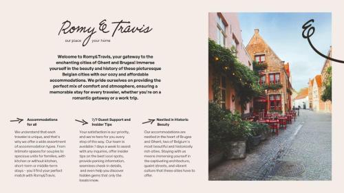 a page of a book with a picture of a street at Gillis Eight Guest Rooms by Romy&Travis in Bruges
