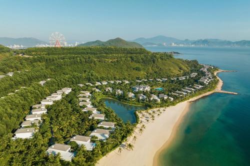 an aerial view of a resort on the beach at Nha Trang Marriott Resort & Spa, Hon Tre Island in Nha Trang