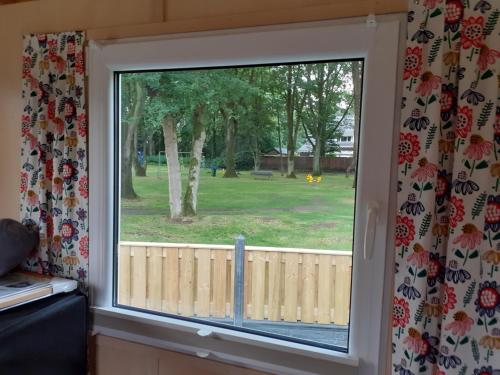 a window with a view of a yard at Studio Bosuiltje in Bergeijk