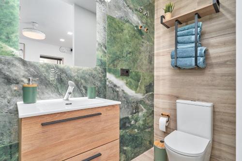 a bathroom with a toilet and a sink at Aunt Maria's House in Almuñécar