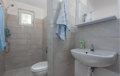 1 Bedroom Stunning Home In Potocnica في Borovići: حمام مع حوض أبيض ومرحاض