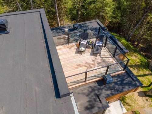 an overhead view of a deck on a house at Chalet Vintersaga Mont Tremblant in La Conception