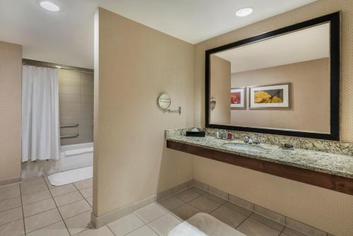 a bathroom with a sink and a mirror at Denver Marriott South at Park Meadows in Lone Tree